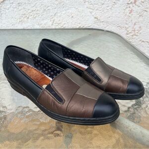 Rieker Leather Black, Bronze & Brown Patchwork Flats
